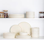 TheTerra Ceramic Dinnerware Sets for 4, 12 Pieces Porcelain Lightweight Plates and Bowls Sets, Scratch Resistant Dish Set, Oven & Microwave & Dishwasher Safe, Beige