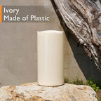 Homemory 6" x 12" Extra Large Outdoor Waterproof Candle with Auto 6-Hour Timer, Ivory Plastic Made, Long Last for Half A Year, Set of 2
