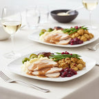TP 10.5" Melamine Square Dinner Plates, 6-piece Plate Set Unbreakable Serving Dishes for Indoors and Outdoors, Unbreakable Dinner Service for 6, White