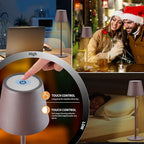 2 Pack Cordless Table Lamp, 5000mAh Portable Rechargeable LED Desk Lamp, 3 Color Modes Stepless Dimming Table Light with Memory Function, for Dinner, Patio, Home, Restaurant.