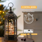 Animated Christmas Village Buildings with Moving Figurines Lighted Water Lantern, USB Lined/Battery Operated Snow Globe for Christmas Festival Decoration Gifts