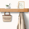 Coat Rack Wall Mount with Hidden Hooks Entryway Hanging Shelf Modern Wood Coat Hanger for Bedroom Kitchen Hallway Bathroom (Oak,32.7 Inch Long)