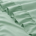 KKJIAF Ruffle Pillow Cases King Size Set of 2, Ruffled Pillow Covers with Envelope Closure, Wrinkle Resistant Pillowcases 20" x 36", Ruffled Pillow Shams, Sage Green