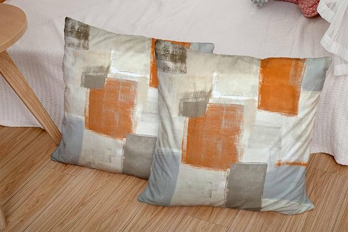 CAPSCEOLL Beige Orange Throw Pillow Covers Modern Home Art Decor,18 X 18 Inches Set of 2 Pillow Cases Decorative,Abstract Oil Painting Pillowcases for Bedroom,Living Room,Cushion Couch Sofa