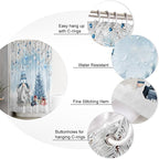 Vandarllin Christmas Gnome Shower Curtain, Winter Merry Christmas Tree Balls Shower Curtains Set with Hooks, Blue Waterproof Fabric Bathroom Curtains Decor Home Accessories,72 X 72 Inch Long