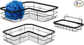 Amazon Basics Corner Shower Caddy Organizer, Stainless Steel, Black, Set of 3