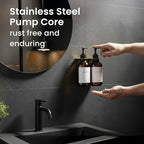 MaisoNovo Shampoo and Conditioner Dispenser - Shower Soap Dispenser Wall Mounted - 16.9 fl oz Set of 2 Amber Plastic Bottles Black Pump - 2 Chamber No Drill