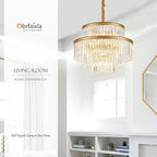 21.6" 14-Light Modern Crystal Chandelier Light Fixtures 4-Tier Gold Luxury Chandeliers for Dining Room Round Hanging Pendant Lighting for Living Room Kitchen Entryway Bedroom Foyer Hallway