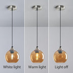 Amber Glass Pendant Lights Kitchen Island Globe Pendant Light Fixtures Modern Pendant Lighting for Bedroom Living Dining Room Light Fixture (5.9 in, 2 Pack)