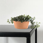 Ecopots Frankfurt Durable Modern Round Indoor/Outdoor Recycled-Based Composite Flower Pot Planter, Terracotta Color, 12"