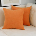 Jeneoo Bright Orange Decorative Throw Pillow Covers Soft Chenille Comfy Solid Pumpkin Couch Cushion Cases for Living Room Sofa Decor (Set of 2, 20 x 20 Inches)