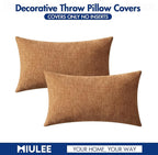 MIULEE Pack of 2 Brown Throw Pillow Covers 12x20 Inch Soft Chenille Pillow Covers for Sofa Living Room Couch Solid Dyed Cases