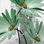 Rustic Farmhouse Shower Curtain, Farm Sage Green Daisy Floral Flowers and Butterfly on Country Wooden Shower Curtain for Bathroom, Turquoise Teal Gray Grey Shower Curtain with 12PCS Hooks, 70X84IN
