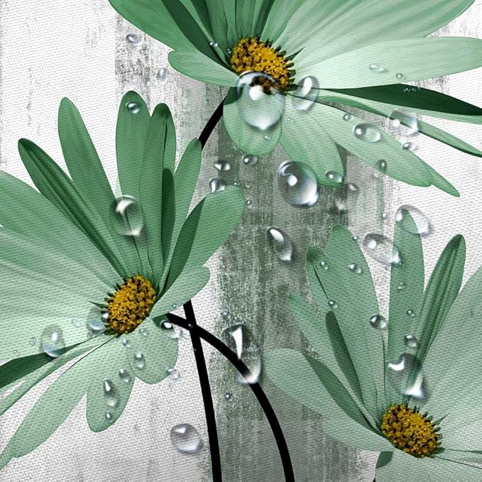 Rustic Farmhouse Shower Curtain, Farm Sage Green Daisy Floral Flowers and Butterfly on Country Wooden Shower Curtain for Bathroom, Turquoise Teal Gray Grey Shower Curtain with 12PCS Hooks, 70X70IN