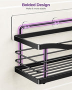 ODesign Shower Caddy 3 Pack-Shower Organizer Shelves Rack Rustproof SUS304 Stainless Steel for Bathroom Storage&Kitchen-No Drilling Adhesive Shower Caddy Shelf with 4 Hooks Suction Cup-Black