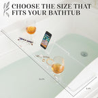 38" Supreme Plus- Luxury Bathtub Tray Caddy- 3/8" Thick, Clear Bath Tub Tray Table for 1 or 2 Bathers, Acrylic Bathtub Caddy, iPad and 2 Wine Glass Holders (Supreme Plus, 38")