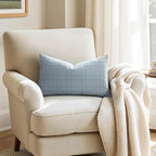 MIULEE Decorative Linen Check Lumar Throw Pillow Covers Neutral Farmhouse Vintage Pillow Covers 12x20 Set of 2 Boho Modern Home Decor for Sofa Couch Bedroom Cushion Coastal Blue