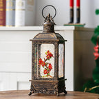 Christmas Snow Globe Water Glittering Cardinal Lantern with Music & Timer, USB Lined/Battery Operated Lighted Lantern for Christmas Festival Decoration Gifts