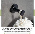 APLusee Matte Black Robe Towel Hook, 304 Stainless Steel Round Coat Hook for Home Storage, Wall Mount