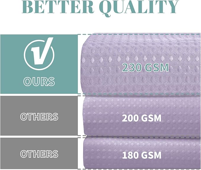 Lavender Long No Hook Waffle Weave Shower Curtain with snap-in Liner Replacement, 230GSM Waterproof Fabric Hotel Shower Curtain Set for Bathroom, Through Mesh Top Window,71Wx80H