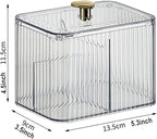Qtips Holder Bathroom Container,3-Section Cotton Ball/Swabs Dispenser,3 Grids Apothecary Jar Organizer, Cosmetics Storage for Vanity