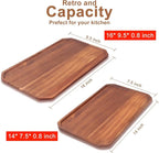 2 Pcs Large Wooden Serving Trays Fruit Platters Acacia Wood Charcuterie Boards for Food Tray Cheese Serving Board Rectangular Plates Meat Charcuterie Platter Decorative Vegetable Tray