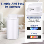 2 Pack Automatic Foaming Soap Dispenser, 13.5oz Touchless Electric Hand Soap Dispenser, Rechargeable Foam Pump for Bathroom Countertop, Kids & Family Use (White)