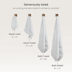 BIOWEAVES 100% Organic Cotton 700 GSM Plush 6-Piece Towel Set GOTS Certified, 2 Bath Towels, 2 Hand Towels & 2 Washcloths - White