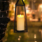 Homemory Flameless Candles with Timer and Remote Control, Battery Operated LED Candles, Realistic Fake Plastic Candles for Wedding, Festival, Home Decor, Waterproof Outdoor, D3”H4”6”8”, Dark Ivory