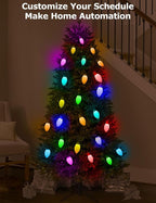 HIITEN Smart C9 Christmas Lights Outdoor 66ft, 100 LED RGBW Chasing Effects Xmas Lights Outdoor, APP and Remote Controlled with Timer Music Sync, Extendable LED Christmas Lighting for House Tree