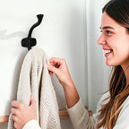 SKOLOO Heavy-Duty Black Wall Hooks Set - Farmhouse Style Cast Iron Hooks, Pack of 5 - Ideal for Backpack, Coat, and Towel Hooks - Perfect for Entryway, Mud Room, and Bathroom Storage