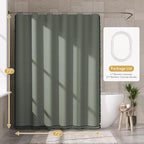 AmazerBath Farmhouse Shower Curtain, Sage Green Linen Shower Curtain with 3 Side Green Tassel, Boho Shower Curtain Set with 12 Upgraded Hooks for Neutral Country Bathroom, 72x72 Inches