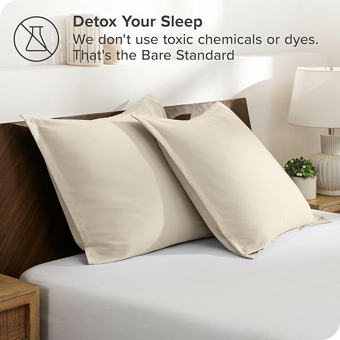 Bare Home Euro Pillow Sham Covers - Set of 2 - Premium 1800 Ultra-Soft Microfiber - Double Brushed - Bed Pillow Shams - Pillows Not Included (Set of 2, Sand)