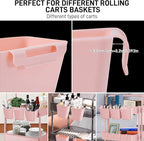 5 Pack Hanging Cup Holders, Multipurpose Rolling Cart Accessories Utility Cart Accessories For Art Craft Supplies, Space Saving Hanging Storage Basket Pencil Holder Makeup Organizers (Pink)
