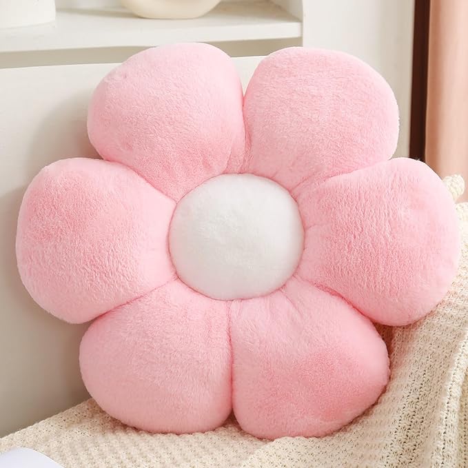 Pink Flower Pillow 15.74 inch Flower Shaped Throw Pillows Daisy Plush Pillow Floor Pillows Seat Cushion Cute Aesthetic Decorative Throw Pillows for Bed Home Sofa Chair Couch Decor