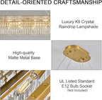 Crystal Chandeliers, 49.2" 18-Light Rectangular Chandelier for Dining Room, Gold Chandelier for Kitchen, Modern Large Chandeliers, Dining Room Light Fixture Island Lights Dimmable