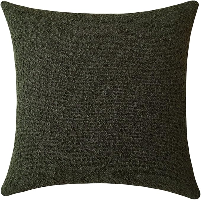 Jeneoo Sage Green Decorative Square Thick Throw Pillow Covers Fine Textured Boucle Couch Cushion Case for Sofa Decor, Set of 1, 24 x 24 Inch