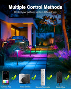 Lumary Smart Low Voltage Pathway Lights, 4 Pack Landscape Path Lights with RGBAI Color Changing, IP65 Waterproof Outdoor Lighting for Yard Driveway, App/Voice/Remote Control, Black