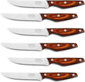 Steak Knives Set of 6, Professional German High Carbon Stainless Steel Steak Knife Set, Premium Full Tang Steak Knives with Pakkawood Handle
