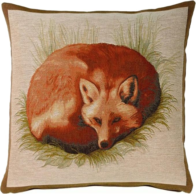 Charlotte Home Furnishings Decorative Pillow Covers for Couch 19x19 in, Tapestry Throw Pillow Cover for Living Room Bed Decor, Fox French Country Sofa Cushion Cases, Soft Cotton Jacquard Woven