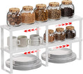 2 Pcs Stackable Kitchen Cabinet Shelf Organizer Counter Shelf 12.59" L x 5.1" Dx 6.29" H,Pantry Dishes Storage Shelves Rack