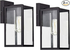 MICSIU 2 Pack Outdoor Light Fixture, Black Exterior Sconce Light with E26 Base Socket, 11 Inch Outside Wall Mount Lights for House, Yard, Shop, Doorway, Pathway, Balcony
