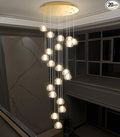 Gold Modern Crystal Chandelier for Staircases 157" Long Adjustable Ceiling Light for Entrance 3000K LED Hanging Lighting Living Room Hallway Entryway