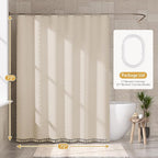 AmazerBath Boho Farmhouse Shower Curtain with Tassels, Beige Shower Curtain Set Fabric, Soft Cloth Chevron Rustic Shower Curtain with Hooks, Hotel Quality, 72x72 Inches