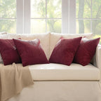 MIULEE Boho Farmhouse Throw Pillow Covers 16x16 Inch Set of 4 Mordern Nordic Cushion Covers Soft Corduroy Christmas Home Decor for Couch Bed Sofa Living Room Burgundy