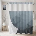 No Hook Shower Curtain with Snap in Liner and Sheer Window, Grey Modern Geometric Fabric Shower Curtain Set for Bathroom Decor, 15-Second Quick Install, Abstract Irregular Ombre, 71"X86"