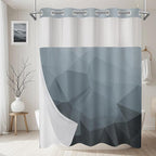 No Hook Shower Curtain with Snap in Liner and Sheer Window, Grey Modern Geometric Fabric Shower Curtain Set for Bathroom Decor, 15-Second Quick Install, Abstract Irregular Ombre, 71"X86"