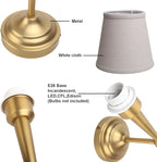Yosoan Brass Linen Shade Bedside Vanity Wall Sconce Set of 2, Vintage Industrial Hardwired Indoor Boho Gold Wall Mounted with Funnel Textile for Bedroom Stairwell Hallway (Antique)