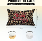 JINYO Leopard Print Merry Christmas Pillow Covers 12x20, Leopard Christmas Home Decor, Trendy Xmas Cheetah Holiday Lumbar Pillow Covers for Home Living Room Bedroom Sofa Couch