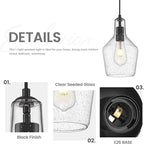 Emliviar 1-Light Hanging Light Fixture, Modern Kitchen Island Pendant Light with Clear Seeded Glass, Black Finish, DYE286G2-MIL BK